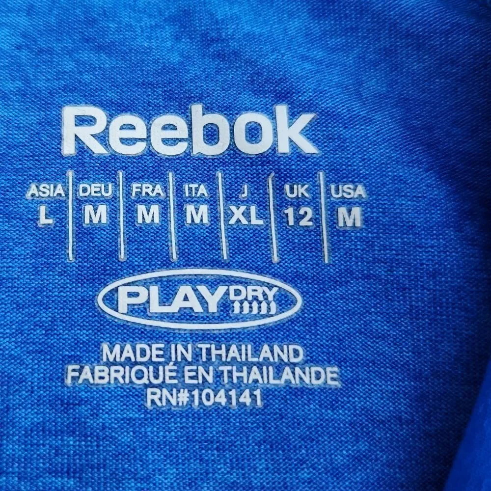💜Reebok Blue & Neon Yellow Athletic Running Long Sleeve Top Medium